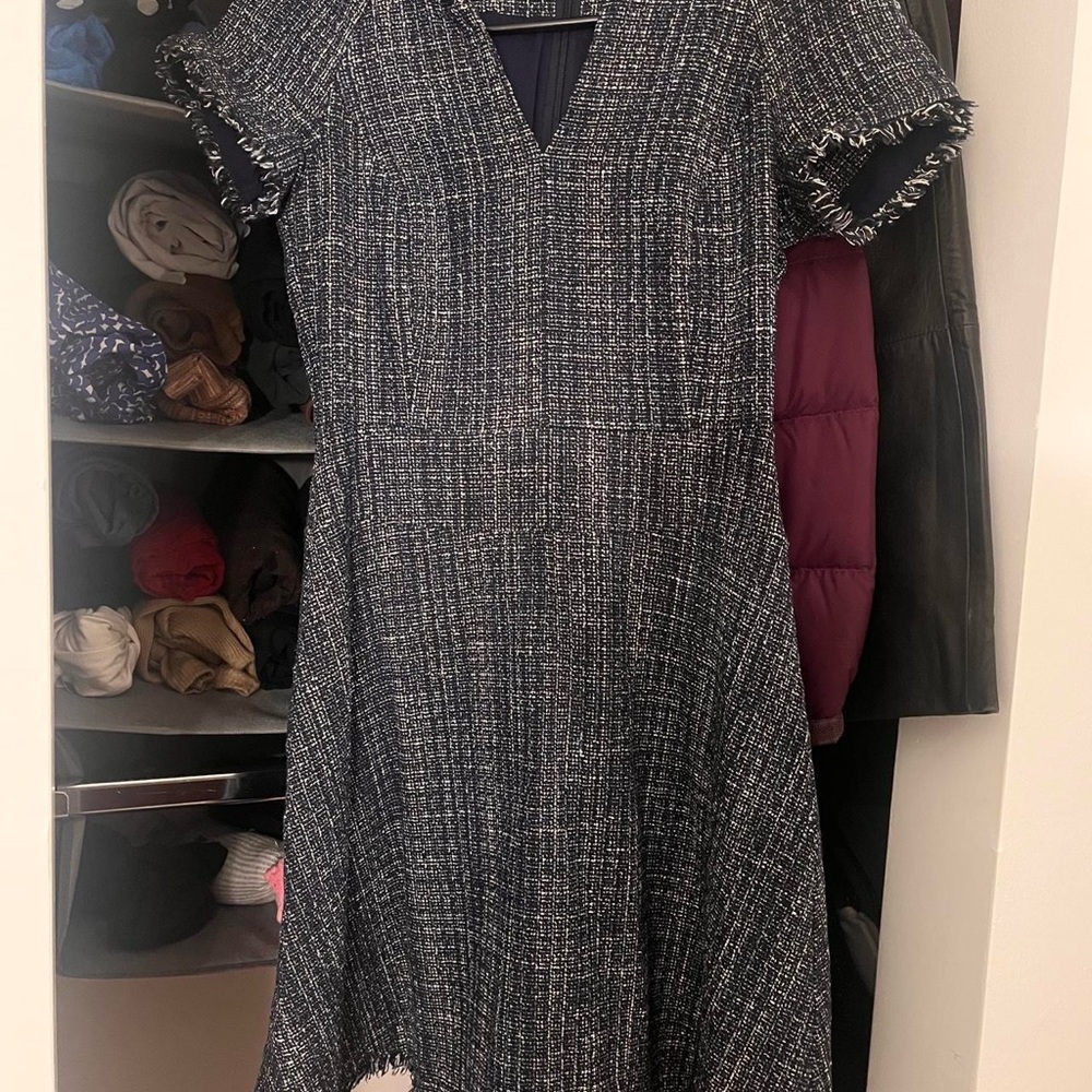 Banana Republic Black and White Tweed Midi Dress